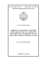Nghiên cứu ảnh hưởng của hỗn hợp nhiên liệu dầu thực vật   diesel đến phun nhiên liệu, tạo hỗn hợp, cháy và tính năng của động cơ diesel tàu thuỷ 