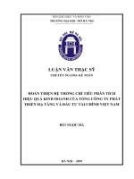 Hoàn thiện hệ thống chỉ tiêu phân tích hiệu quả kinh doanh của tổng công ty phát triển hạ tầng và đầu tư tài chính việt nam  