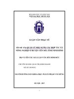 Quản lý nhà nước các hợp tác xã nông nghiệp ở huyện yên mô tỉnh ninh bình  