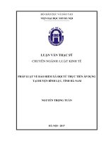 Pháp luật về bảo hiểm xã hội từ thực tiễn áp dụng tại huyện bình lục, tỉnh hà nam   