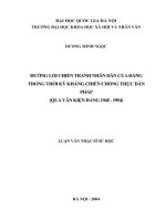 ĐƯỜNG LỐI CHIẾN TRANH NHÂN DÂN CỦA ĐẢNG TRONG THỜI KỲ KHÁNG CHIẾN CHỐNG THỰC DÂN PHÁP (QUA VĂN KIỆN ĐẢNG 1945 - 1954)