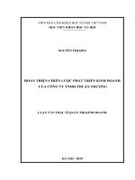 HOÀN THIỆN CHIẾN LƯỢC PHÁT TRIỂN KINH DOANH CỦA CÔNG TY TNHH THUẬN THƯỢNG