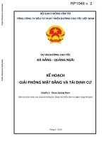 DỰ ÁN ĐƯỜNG CAO TỐC ĐÀ NẴNG - QUẢNG NGÃI KẾ HOẠCH GIẢI PHÓNG MẶT BẰNG VÀ TÁI ĐỊNH CƯ