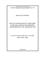 QUẢN LÝ DI TÍCH LỊCH SỬ VÀ KIẾN TRÚC NGHỆ THUẬT KHU DI TÍCH PHỐ HIẾN, THÀNH PHỐ HƯNG YÊN, TỈNH HƯNG YÊN