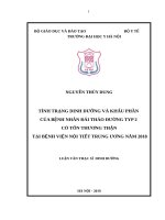 TÌNH TRẠNG DINH DƯỠNG VÀ KHẨU PHẦN CỦA BỆNH NHÂN ĐÁI THÁO ĐƯỜNG TYP 2 CÓ TỔN THƯƠNG THẬN TẠI BỆNH VIỆN NỘI TIẾT TRUNG ƯƠNG