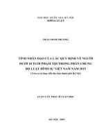 Tính nhân đạo của các quy định về người dưới 18 tuổi phạm tội trong phần chung bộ luật hình sự việt nam năm 2015 (trên cơ sở thực tiễn địa bàn thành phố hà nội) 
