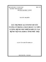 Giá trị procalcitonin huyết tương trong chẩn đoán và tiên lượng bệnh nhi nhiễm khuẩn tại bệnh viện đa khoa tỉnh phú thọ 