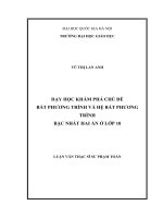 Dạy học khám phá chủ đề bất phương trình hệ bất phương trình bậc nhất hai ẩn ở lớp 10  