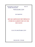 Kết quả kiểm soát hen phế quản ở trẻ em tại bệnh viện sản nhi bắc giang 