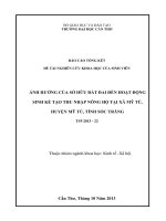 ẢNH HƯỞNG CỦA SỞ HỮU ĐẤT ĐAI ĐẾN HOẠT ĐỘNG SINH KẾ TẠO THU NHẬP NÔNG HỘ TẠI XÃ MỸ TÚ, HUYỆN MỸ TÚ, TỈNH SÓC TRĂNG