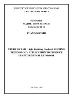 Nghiên cứu ứng dụng kỹ thuật chiếu sáng LED (light emitting diodes) sản xuất rau ăn lá trong nhà tt tiếng anh 