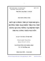 Kết quả phẫu thuật nội soi qua đường niệu đạo điều trị ung thư bàng quang nông tại bệnh viện trung ương thái nguyên 