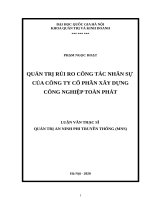 Quản trị rủi ro công tác nhân sự của công ty cổ phần xây dựng công nghiệp toàn phát 