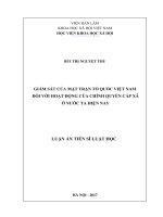 GIÁM SÁT CỦA MẶT TRẬN TỔ QUỐC VIỆT NAM ĐỐI VỚI HOẠT ĐỘNG CỦA CHÍNH QUYỀN CẤP XÃ Ở NƯỚC TA HIỆN NAY