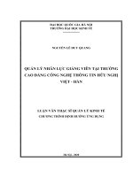 Quản lý nhân lực giảng viên tại trường cao đẳng công nghệ thông tin hữu nghị việt   hàn   