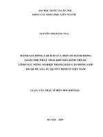 Đánh giá đồng lợi ích của một số hành động giảm nhẹ phát 