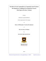 The role of local communities in community   based tourism development in traditional tea production areas in thai nguyen province, vietnam 