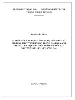 Nghiên cứu ứng dụng công nghệ viễn thám và mô hình thủy văn phân bố trong đánh giá ảnh hưởng của việc thay đổi thảm phủ đến tài nguyên nước lưu vực sông cầu 