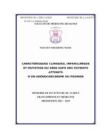 Mô tẳ đặc điểm lâm sàng, cận lâm sàng và đột biến gen EGFR trên bệnh nhân ung thư biểu mô tuyến của phổi
