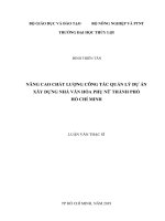Nâng cao chất lượng công tác quản lý dự án xây dựng nhà văn hóa phụ nữ thành phố hồ chí minh 