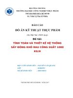 TÍNH TOÁN và THIẾT kế hệ THỐNG sấy ĐÔNG KHÔ RAU CÔNG SUẤT 1000 KGH 