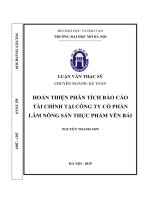 Hoàn thiện phân tích báo cáo tài chính tại công ty cổ phần tài chính tại công ty cổ phần lâm nông sản thực phẩm yên bái 