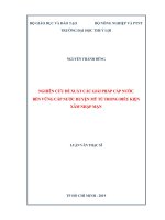 Nghiên cứu đề xuất các giải pháp cấp nước bền vững cấp nước huyện mỹ tú trong điều kiện xâm nhập mặn 