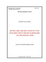 Kết quả điều trị chửa ngoài tử cung bằng phẫu thuật nội soi tại bệnh viện sản nhi tỉnh bắc ninh 
