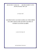 Giải pháp nâng cao chất lượng các công trình sửa chữa mạng lưới cấp nước tại công ty cổ phần cấp nước gia định 