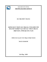 Kiểm soát thuế giá trị gia tăng đối với doanh nghiệp tại chi cục thuế thị xã điện bàn, tỉnh quảng nam 