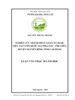 Nghiên cứu thành phần loài cây dược liệu tại vườn quốc gia phia oắc   phia đén, huyện nguyên bình, tỉnh cao bằng 