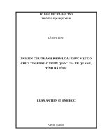 Nghiên cứu thành phần loài thực vật có chứa tinh dầu ở vườn quốc gia vũ quang, tỉnh hà tĩnh 
