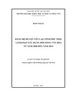 Đảng bộ huyện yên lập (phú thọ) lãnh đạo xây dựng đời sống văn hóa từ năm 2000 đến năm 2015 