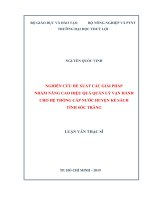 Nghiên cứu đề xuất các giải pháp nhằm nâng cao hiệu quả quản lý vận hành cho hệ thống cấp nước huyện kế sách tỉnh sóc trăng 