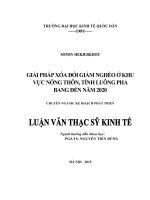Luận văn thạc sỹ - Giải pháp Xoá đói giảm nghèo ở khu vực nông thôn tỉnh Luông Pha Bang đến năm 2020