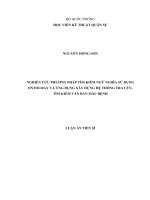 Nghiên cứu phương pháp tìm kiếm ngữ nghĩa sử dụng ontology và ứng dụng xây dựng hệ thống tra cứu tìm kiếm văn bản mẫu bệnh 