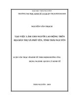 Tạo việc làm cho người lao động trên địa bàn thị xã phổ yên, tỉnh thái nguyên 