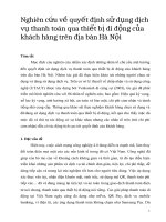 Nghiên cứu về quyết định sử dụng dịch vụ thanh toán qua thiết bị di động của khách hàng trên địa bàn Hà Nội