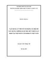 Vận dụng lý thuyết di động xã hội để xây dựng chính sách thu hút nhân lực rd tại viện hàn lâm KHCN việt nam 