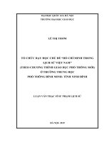 Tổ chức dạy học chủ đề “hồ chí minh trong lịch sử việt nam” (theo chương trình giáo dục phổ thông mới) ở trường trung học phổ thông bình minh  tỉnh ninh bình 