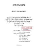 Cải cách hệ thống ngân hàng ở việt nam và trung quốc  nghiên cứu so sánh và bài học kinh nghiệm cho việt nam 