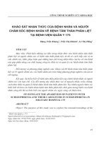 Khảo sát nhận thức của bệnh nhân và người chăm sóc bệnh nhân về bệnh tâm thần phân liệt tại Bệnh viện Quân y 175