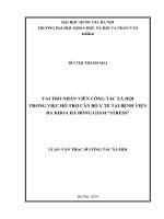 Vai trò nhân viên công tác xã hội trong việc hỗ trợ cán bộ y tế tại bệnh viện đa khoa hà đông giảm stress 
