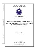 Pháp luật bồi thường, tái định cư cho người bị thu hồi đất từ thực tiễn huyện nam trực, tỉnh nam định 