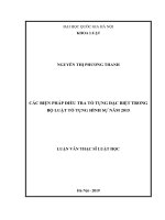 Các biện pháp điều tra tố tụng đặc biệt trong bộ luật tố tụng hình sự năm 2015 