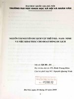 Nguồn tài nguyên du lịch vật thể ở hà   nam   ninh và việc khai thác cho hoạt động du lịch 