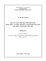 DẠY từ VỰNG CHO học SINH NHỎ TUỔI NHẬN THỨC và THỰC HÀNH của GIÁO VIÊN VIỆT NAM dạy TIẾNG ANH ở bậc TIỂU học tt 