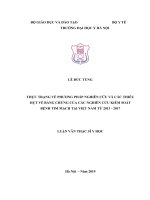 Thực trạng về phương pháp nghiên cứu và các thiếu hụt về bằng chứng của các nghiên cứu kiểm soát bệnh tim mạch tại việt nam từ 2013   2017 