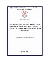 Thực trạng sử dụng dịch vụ chăm sóc trước sinh và một số yếu tố liên quan của bà mẹ có con dưới 1 tuổi tại huyện nông sơn, tỉnh quảng nam năm 2018  