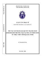 Thủ tục sơ thẩm giải quyết tranh chấp kinh doanh thương mại tại tòa án nhân dân từ thực tiễn tỉnh quảng ninh 